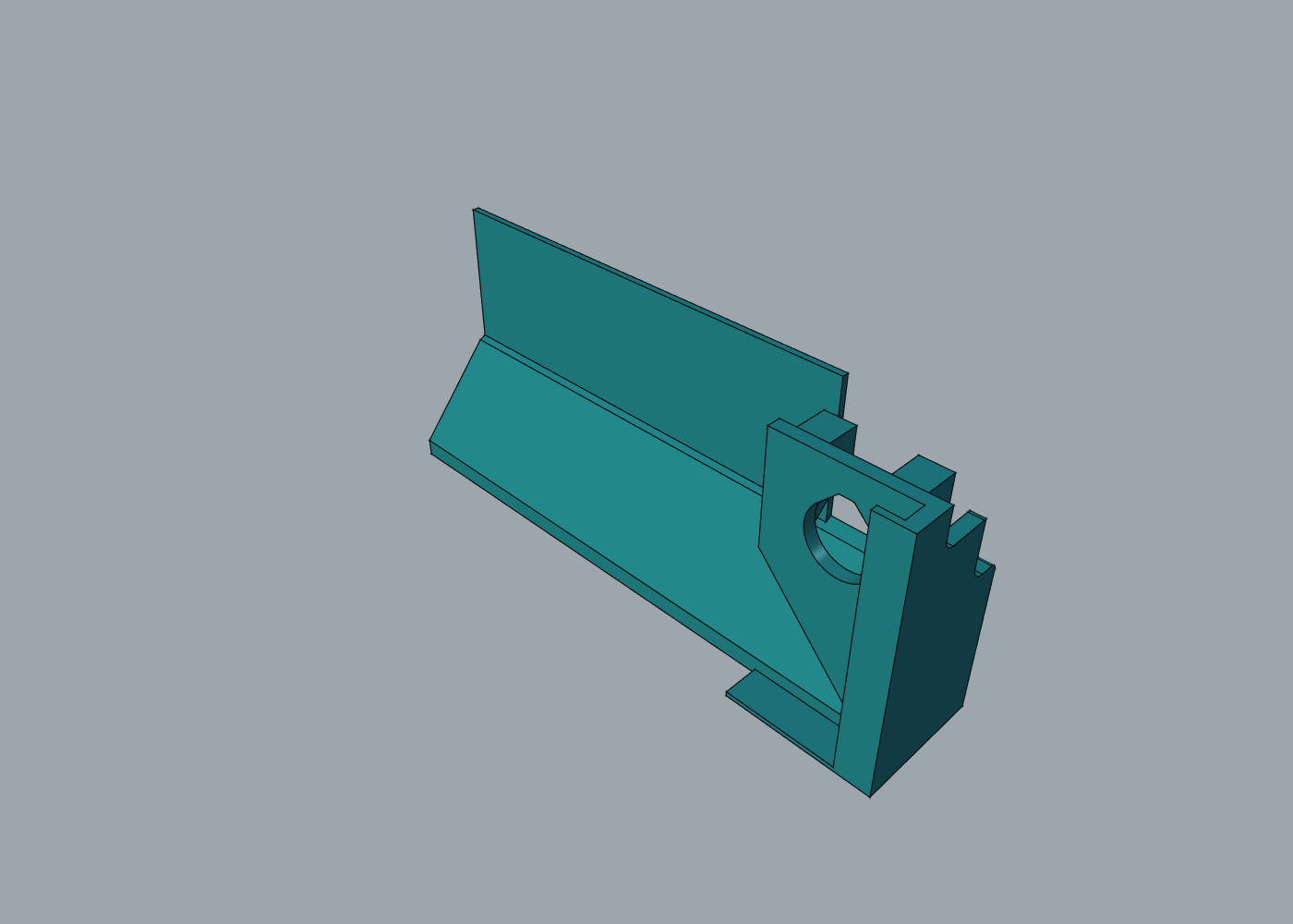 Refined upper outlet rail, isolated in FreeCAD