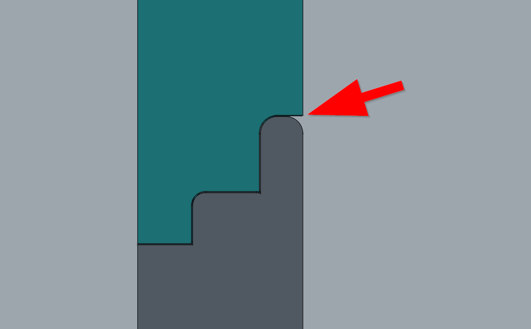 Before: original sharp shoulder tip marked by the user
