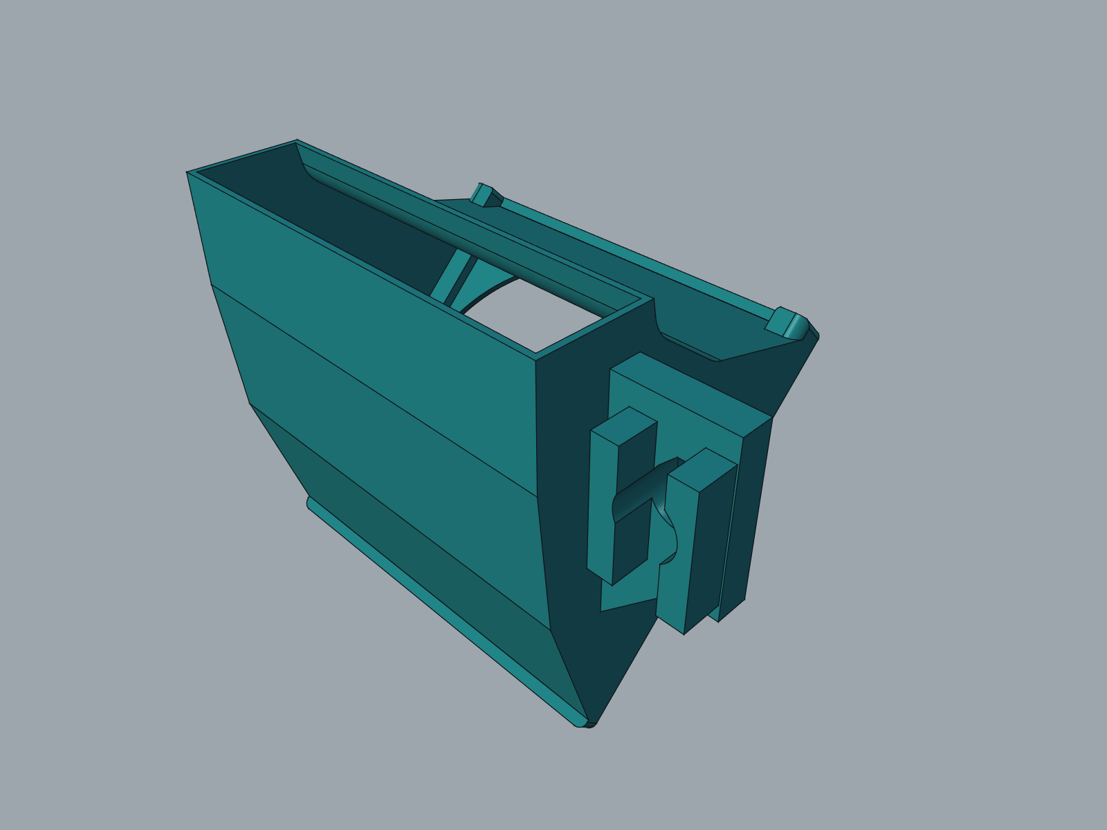 Duct with the fixed mounting keys and supported buttress retained