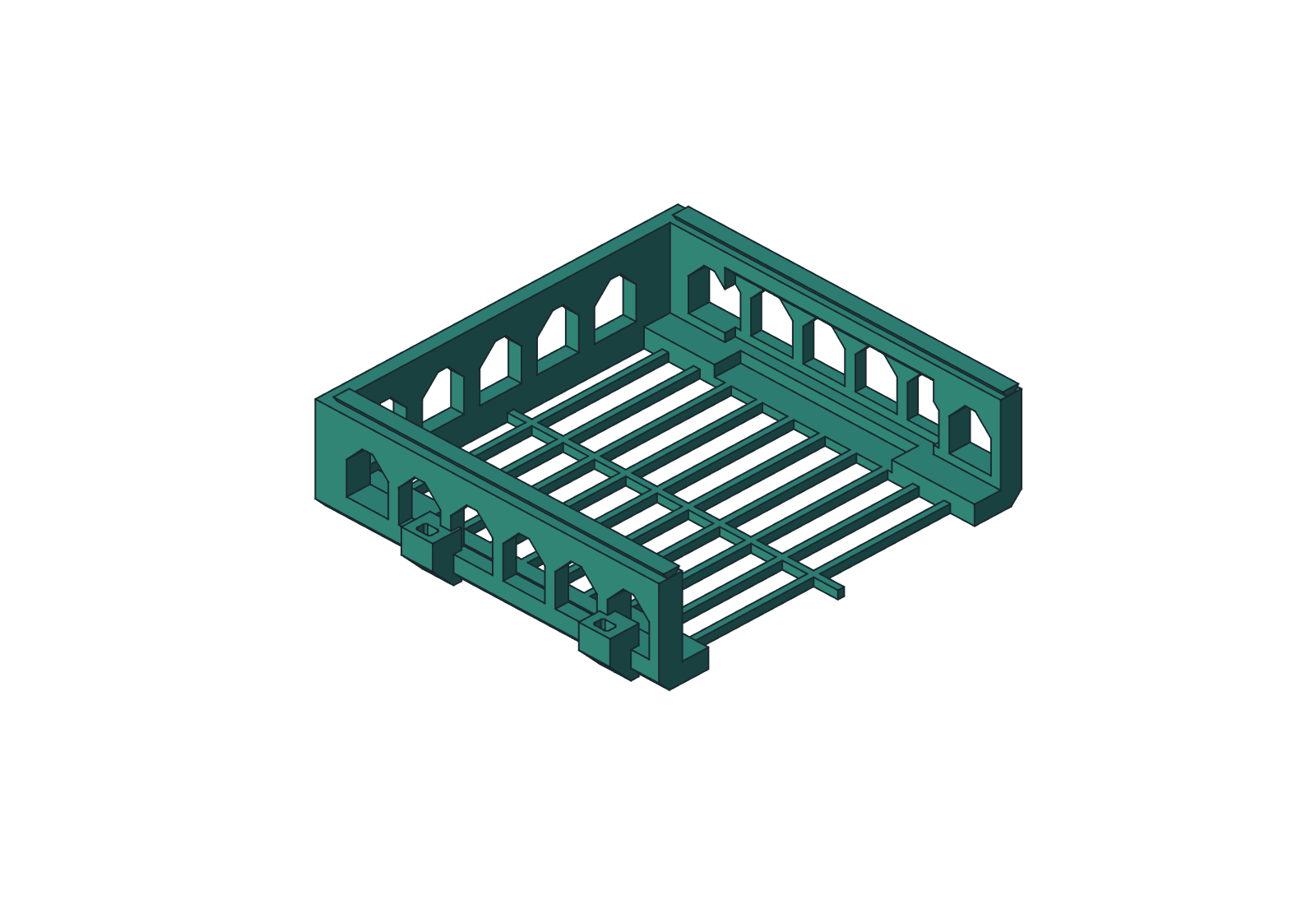 Replacement tray with two external zip-tie anchors