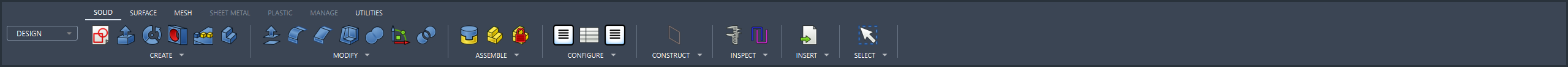 Current Fusion-inspired grouped FreeCAD ribbon