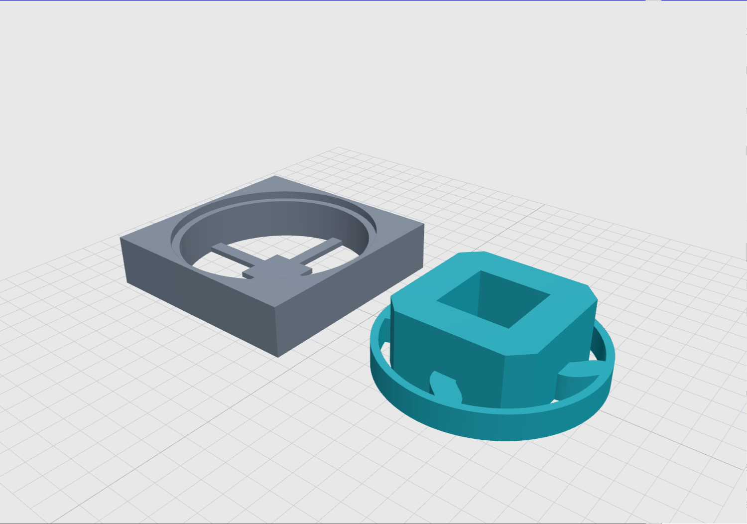 Base and floating pad in their flat printing orientations