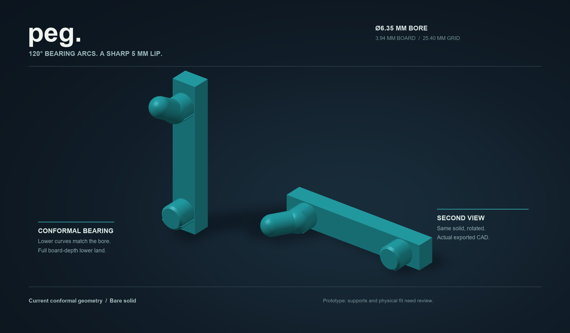 Current conformal pegboard anchor rendered from its exported CAD