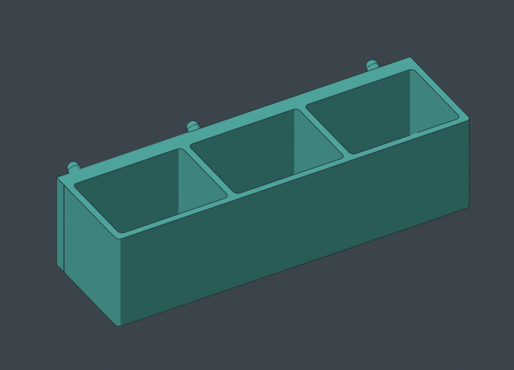 Three-pocket parts bin front