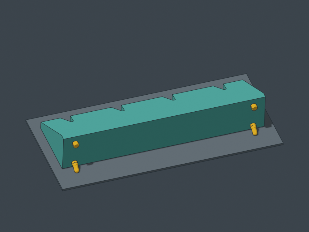 Top face on the bed. Hook-tip flats match that same plane; local peg supports are expected.