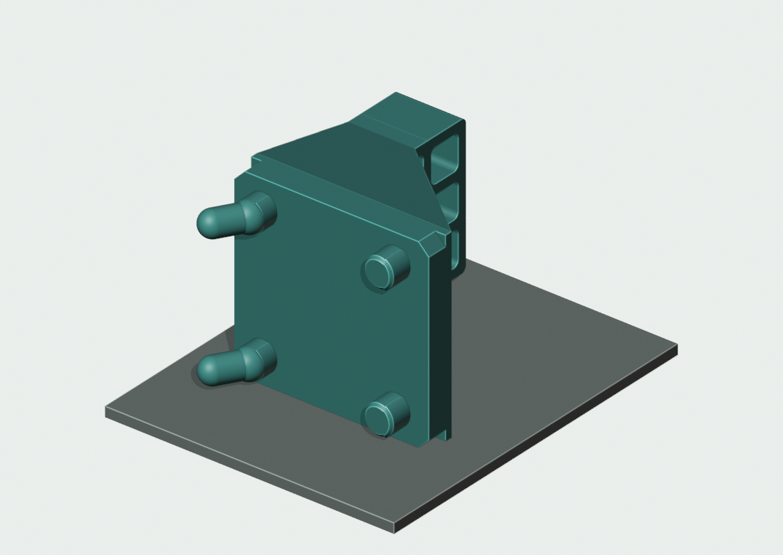 Right-side print pose with downward faces in red