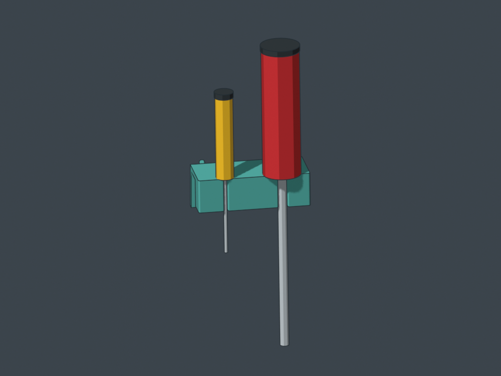 Small and large planning tools: nominal 3 mm and 8 mm shafts. Handles illustrate grasp room, not a required shape.