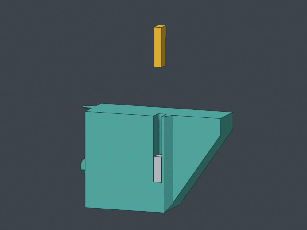 At the pause: magnet seated at the bottom, preprinted plug raised for illustration