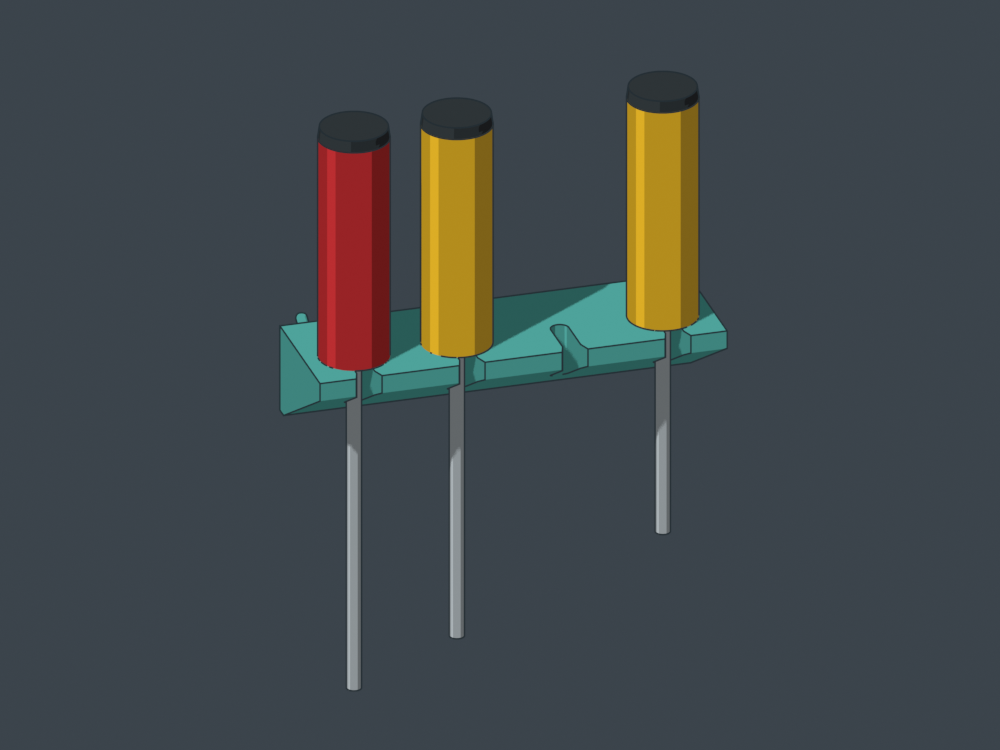 Three nominal tools shown, one empty seat. Tool shapes are planning envelopes.