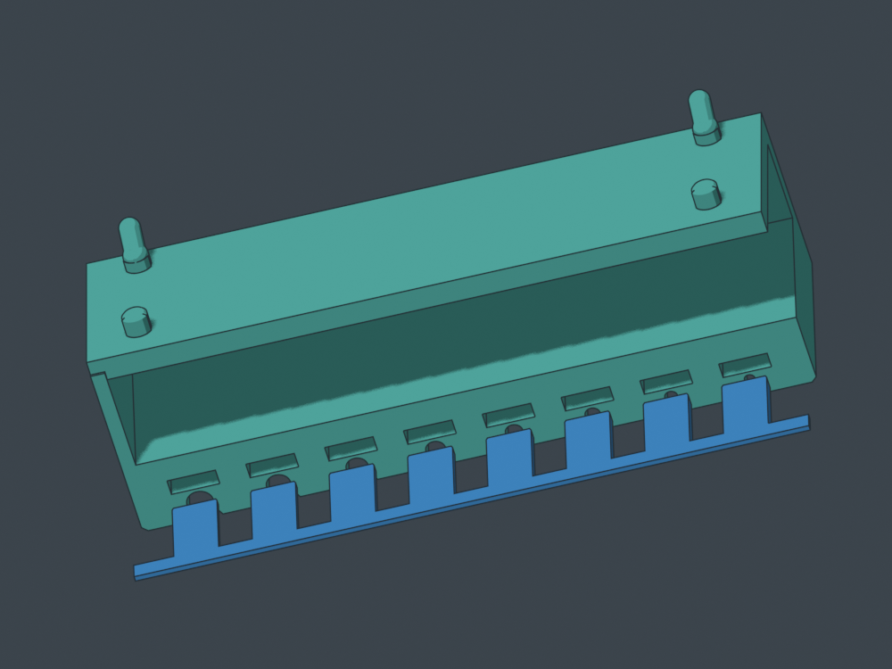 Eight-finger comb aligned with the holder's open magnet channels