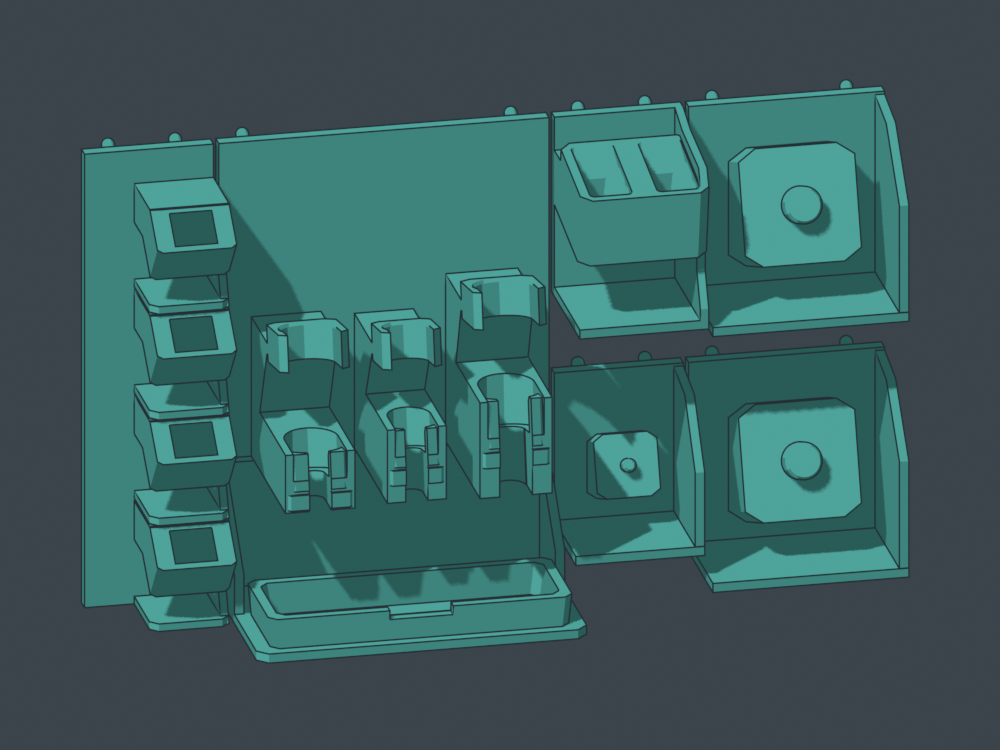Seven individual empty modules